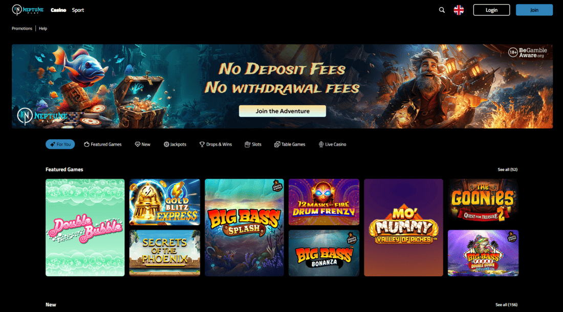 Neptune Play casino screenshot