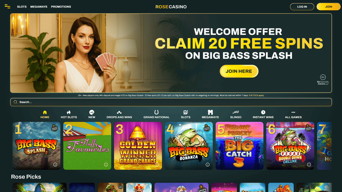 Rose casino screenshot